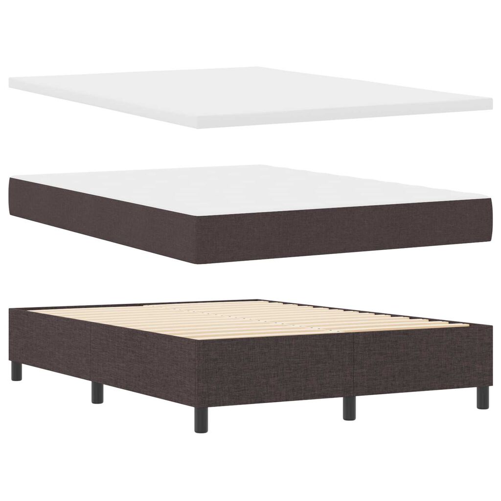 VidaXL Κρεβάτι Box Spring με Στρώμα & LED Καφέ Σκούρο 140x190 εκ. Υφασμάτινο