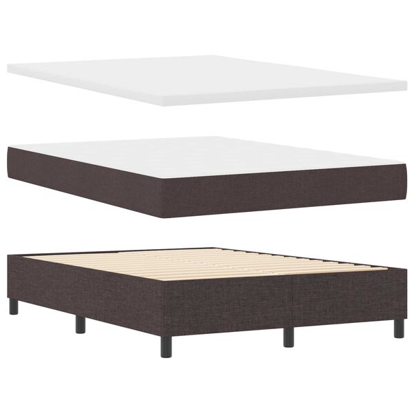 VidaXL Κρεβάτι Box Spring με Στρώμα & LED Καφέ Σκούρο 140x190 εκ. Υφασμάτινο