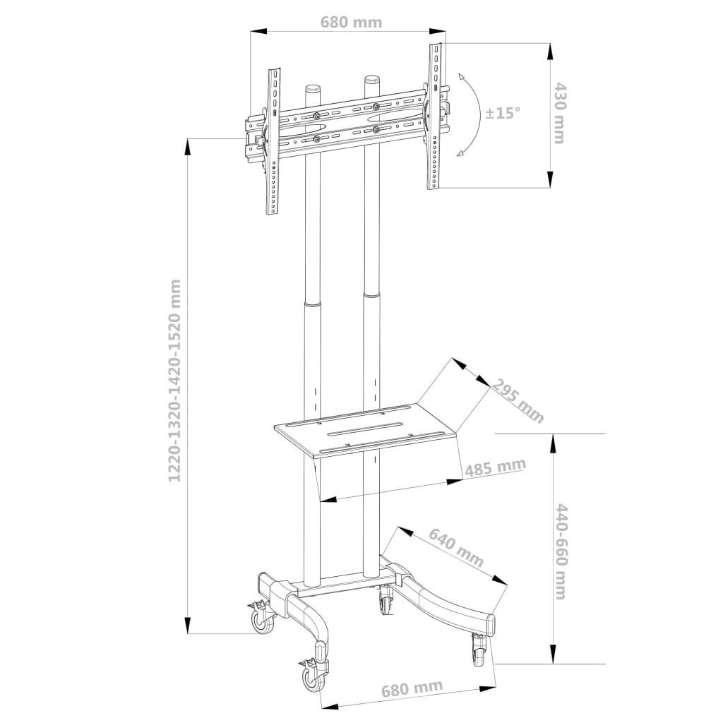 vidaXL Βάση Τηλεόρασης Δαπέδου Τροχήλατη για Plasma/LCD/LED 32"-65"