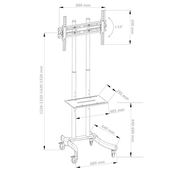 vidaXL Βάση Τηλεόρασης Δαπέδου Τροχήλατη για Plasma/LCD/LED 32"-65"