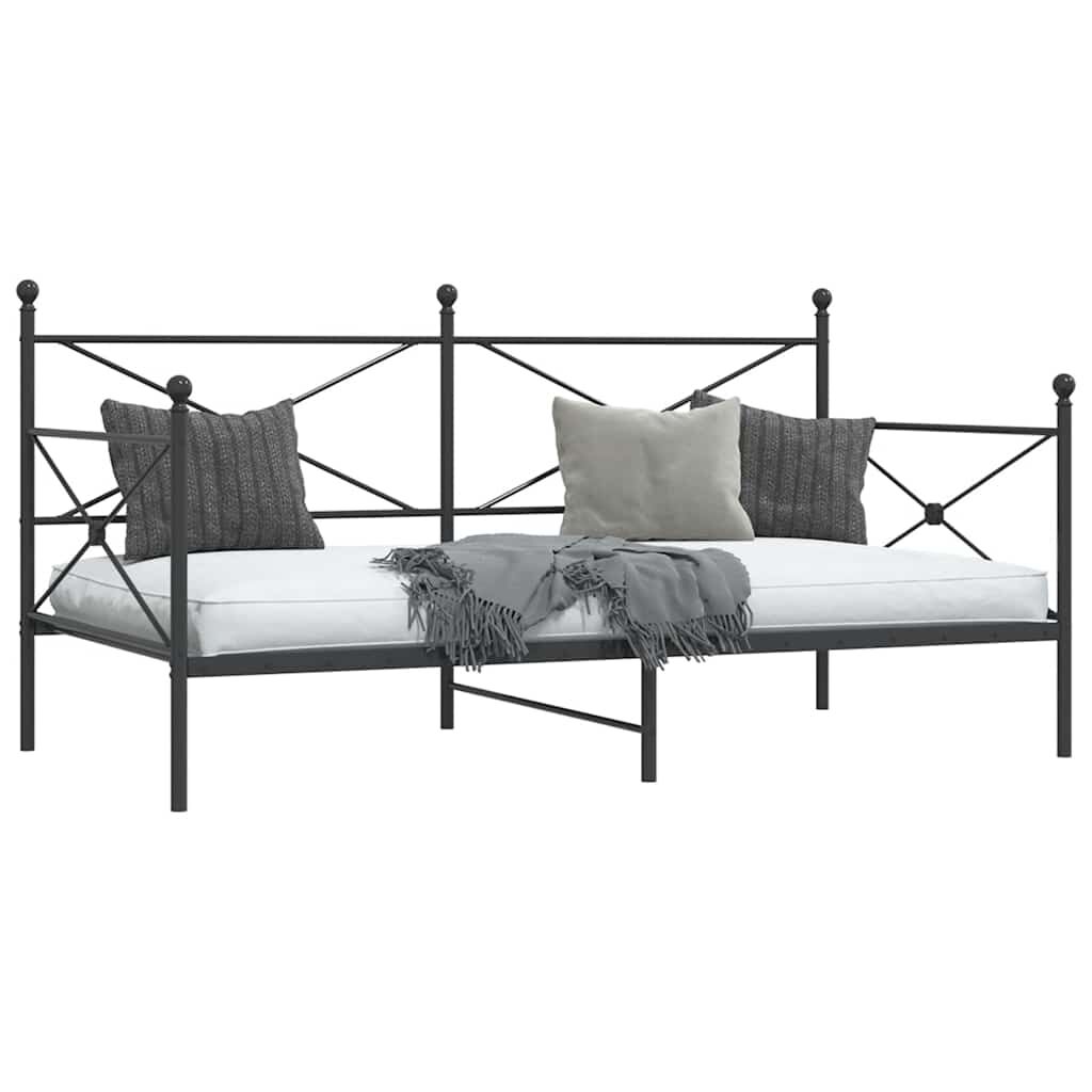 vidaXL Κρεβάτι ημέρας χωρίς στρώμα Μαύρο 107x203 cm Ατσάλι
