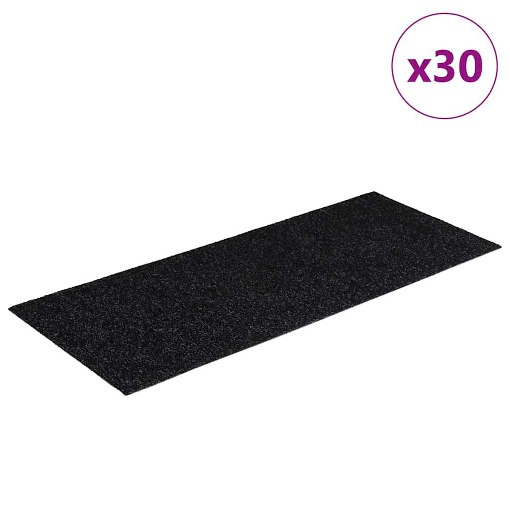 vidaXL Αυτοκόλλητα Πατάκια Σκαλιών 30 τεμ. Μαύρα Ορθογώνια 60x25 εκ.