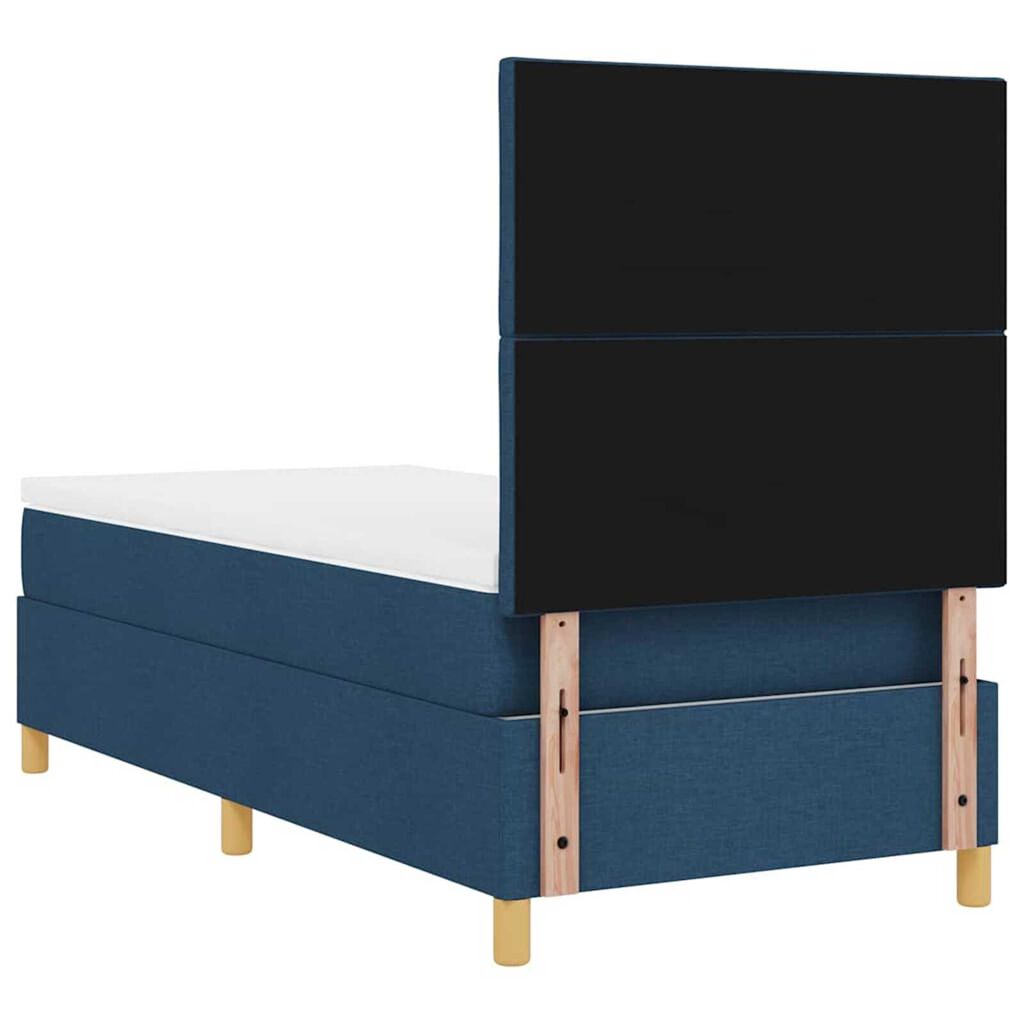 vidaXL Κρεβάτι με ελατήρια με στρώμα Μπλε 90 x 190 cm ύφασμα