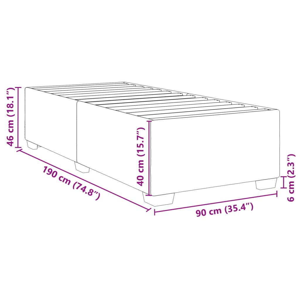 vidaXL Σκελετός Κρεβατιού Χωρίς Στρώμα Μαύρο 90x190 εκ. Υφασμάτινο