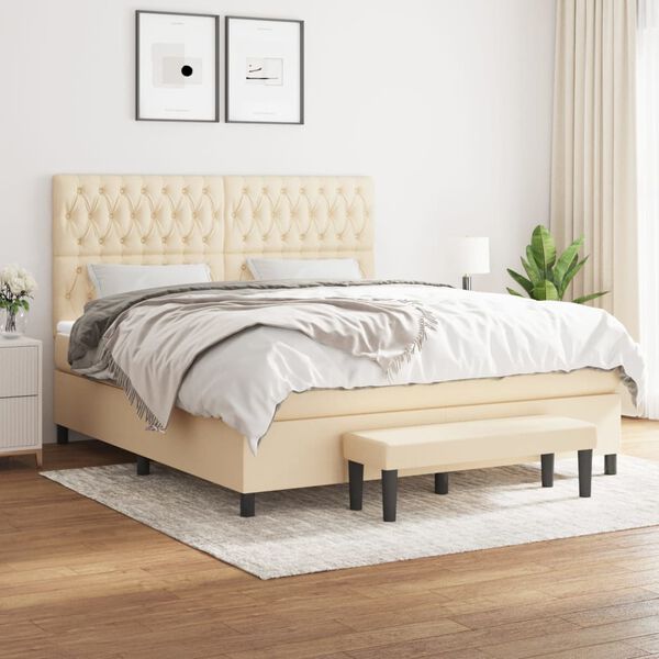 vidaXL &Kappa;&rho;&epsilon;&beta;ά&tau;&iota; Boxspring &mu;&epsilon; &Sigma;&tau;&rho;ώ&mu;&alpha; &Kappa;&rho;&epsilon;&mu; 180x200 &epsilon;&kappa;. &Upsilon;&phi;&alpha;&sigma;&mu;ά&tau;&iota;&nu;&omicron;