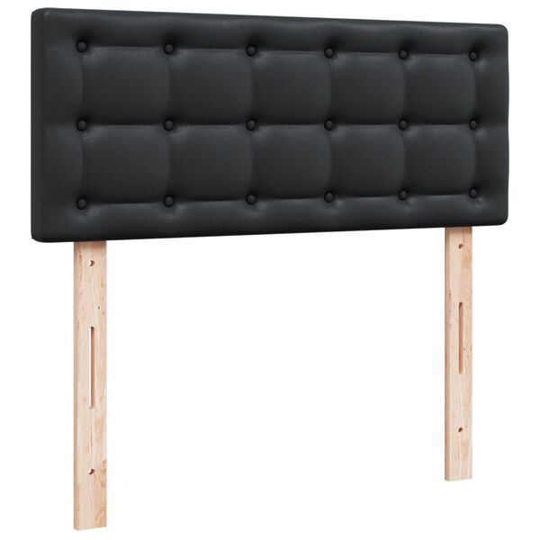 vidaXL Κρεβάτι Boxspring με Στρώμα Μαύρο 120x190εκ.από Συνθετικό Δέρμα