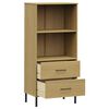vidaXL Βιβλιοθήκη OSLO με 2 Συρτάρια Καφέ 60x35x128,5 εκ. Μασίφ Ξύλο