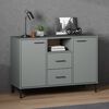 vidaXL Ντουλάπι OSLO Γκρι 113x40x77 εκ. Μασίφ Ξύλο με Μετ. Πόδια