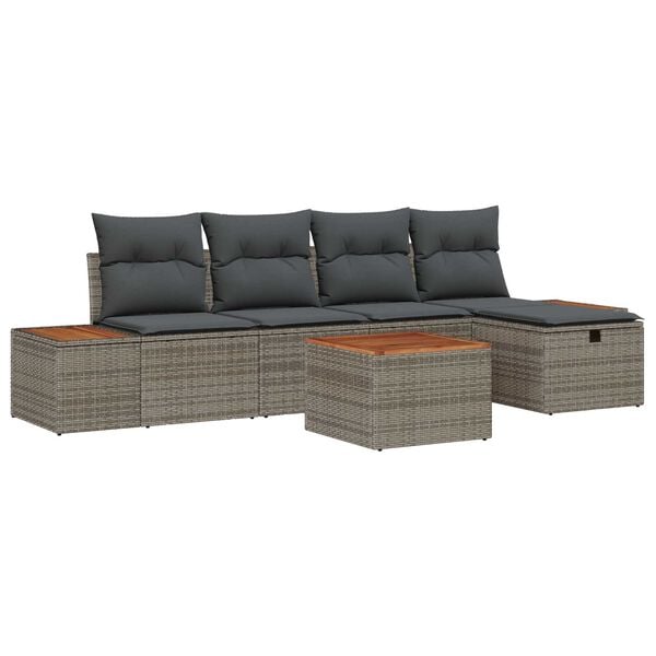 vidaXL Σετ Καναπέ Κήπου 6 pcs Γκρι 55 x 62 x 69 εκ Πολυ ράταν