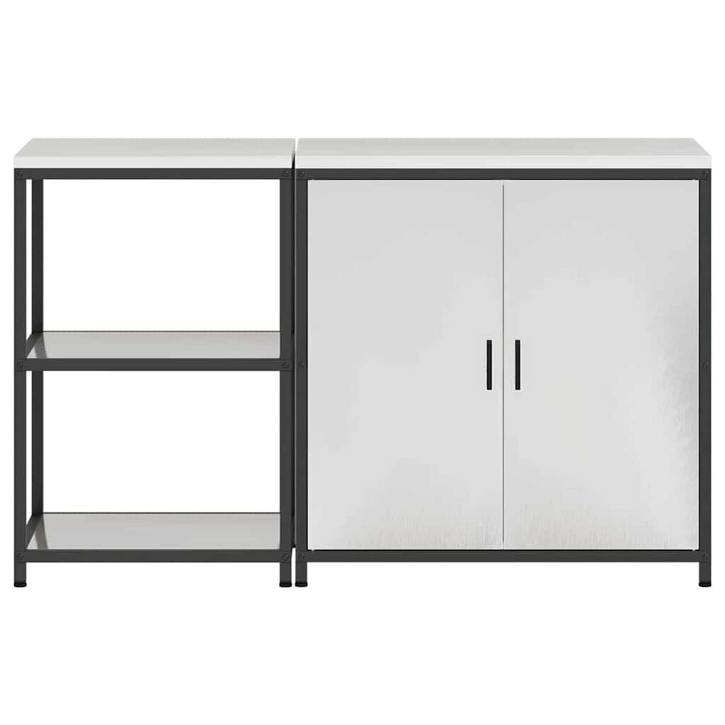 vidaXL Σετ Αποθήκευσης Κουζίνας με ράφι 2 pcs Ασημί 150 x 50 x 92 εκ.