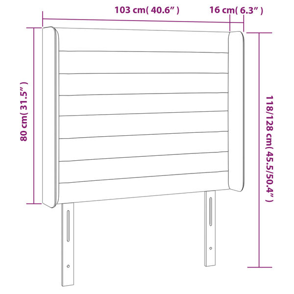 vidaXL Κεφαλάρι Κρεβατιού LED Σκούρο Γκρι 103x16x118/128εκ. Βελούδινο