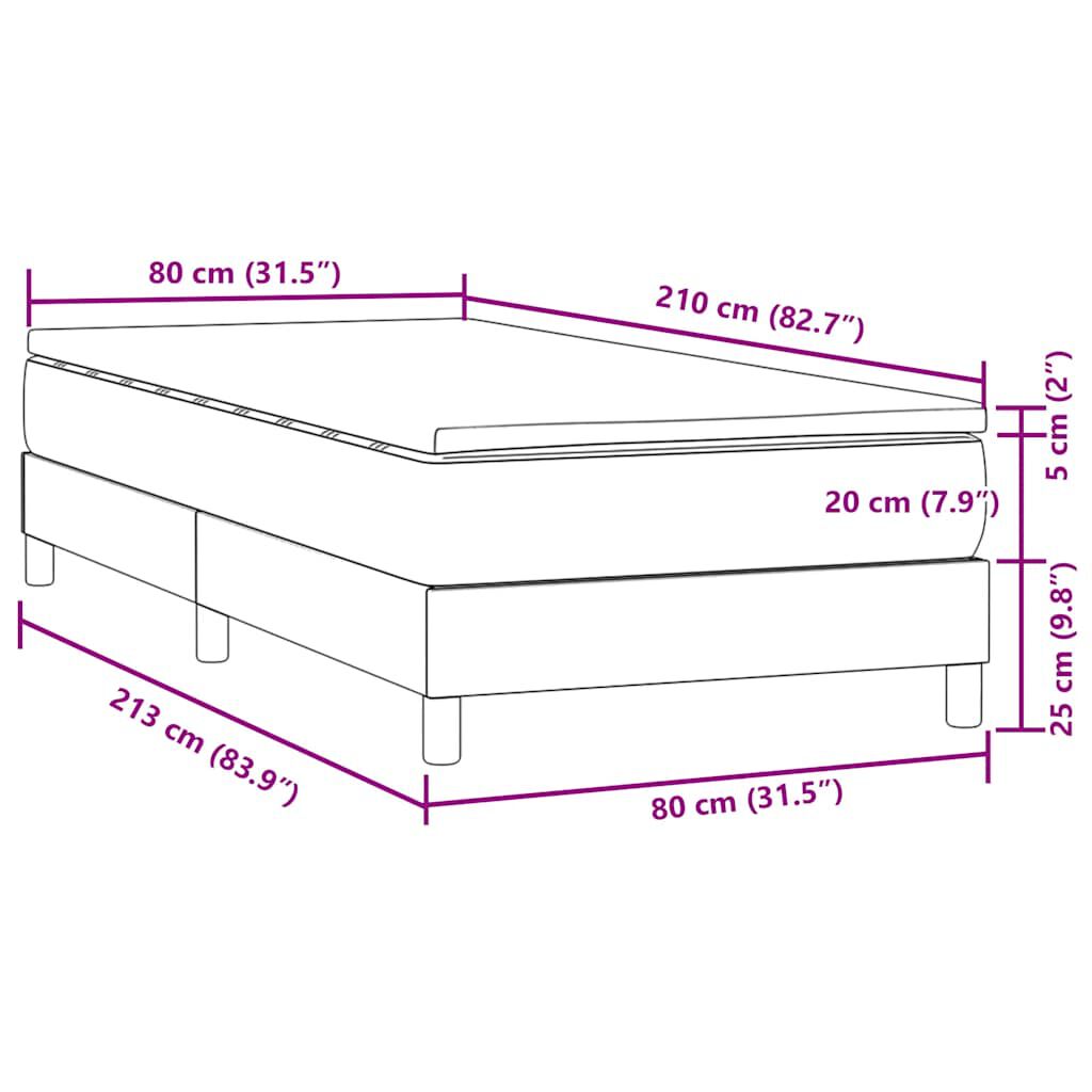 vidaXL Box Spring κρεβάτι με στρώμα ροζ 80x210 εκ. Βελούδινο