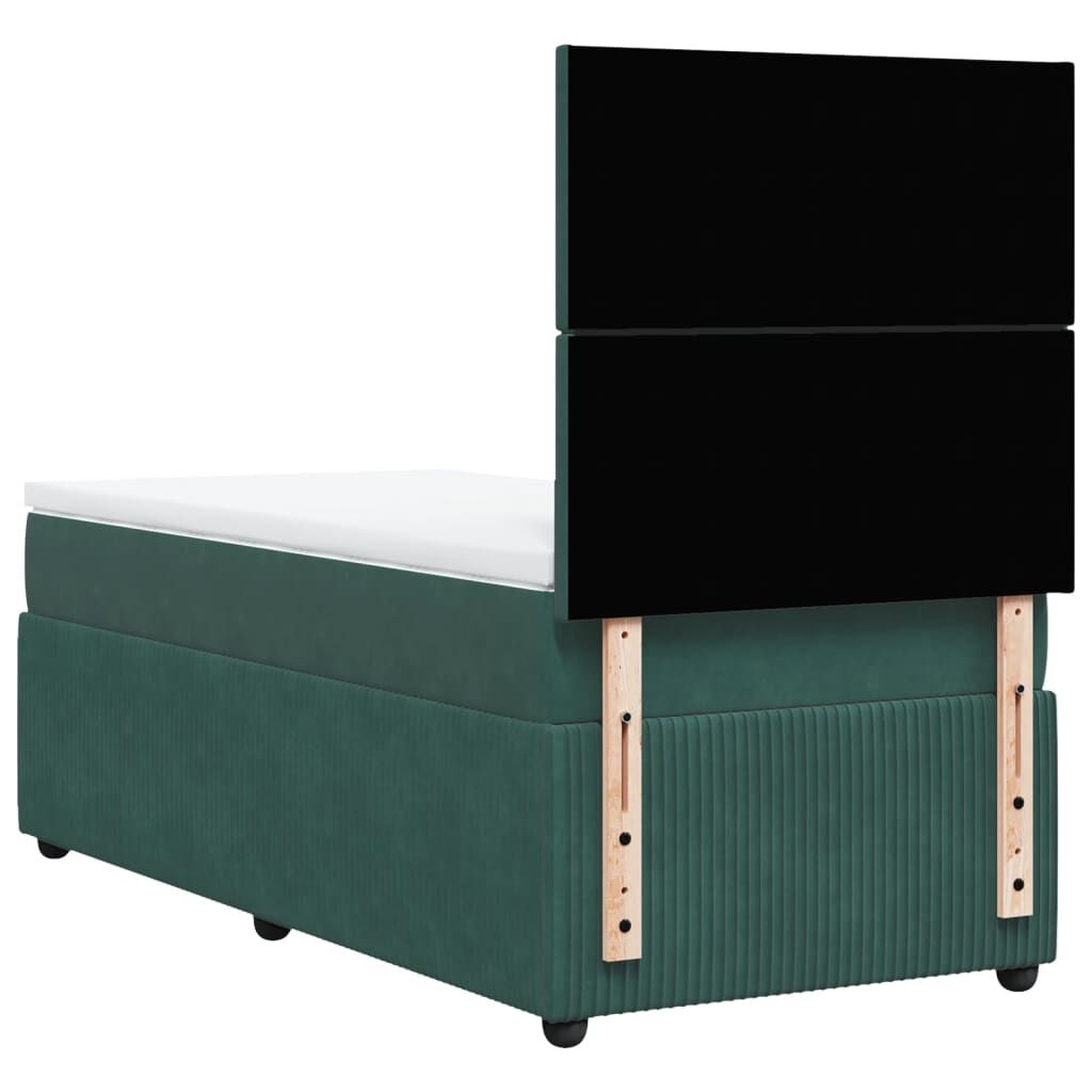 vidaXL Κρεβάτι Boxspring με Στρώμα Σκούρο Πράσινο 80x200 εκ. Βελούδινο
