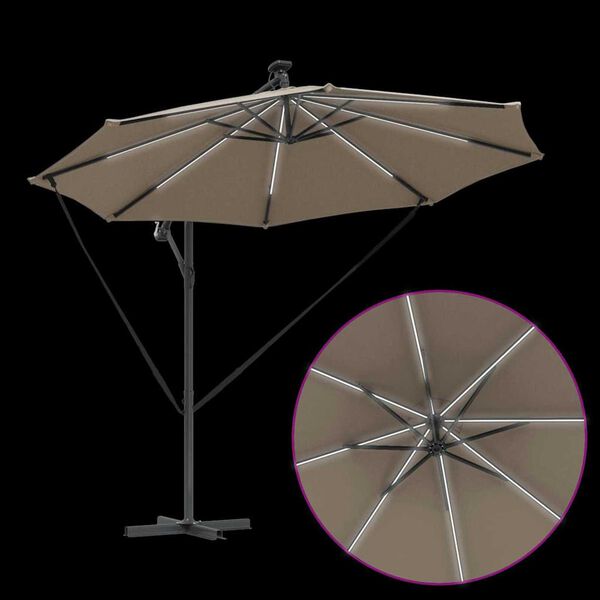 vidaXL Ομπρέλα Cantilever Banana Taupe 294 x 294 x 248 cm