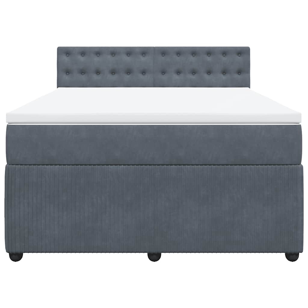 vidaXL Κρεβάτι Boxspring με Στρώμα Σκούρο Γκρι 140x200 εκ. Βελούδινο