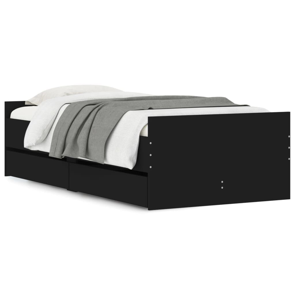 vidaXL Πλαίσιο Κρεβατιού με Συρτάρια Μαύρο 90x200 εκ