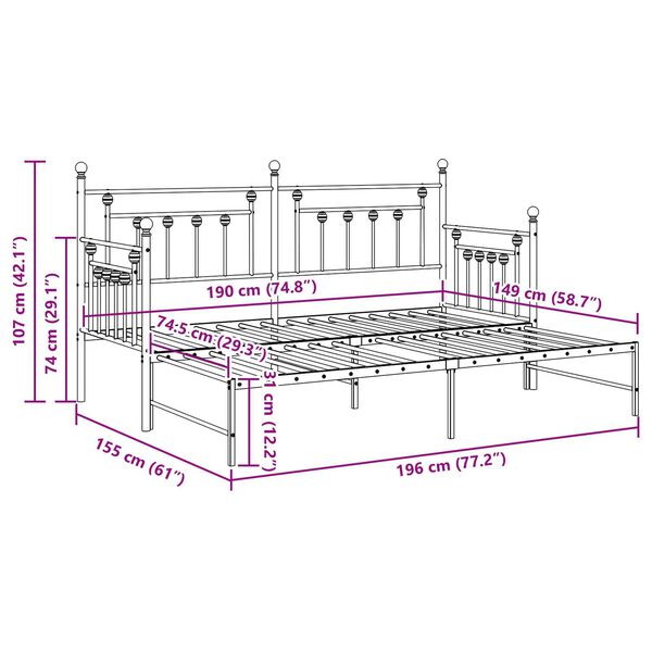 Κρεβάτι Daybed vidaXL 75x190 cm από Ατσάλι σε Λευκό