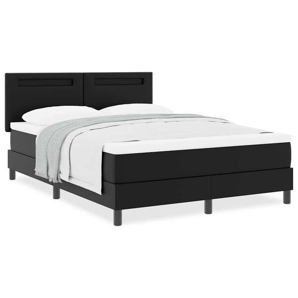 vidaXL Κρεβάτι με Στρώμα με στρώμα Μαύρο 160 x 200 cm Τεχνητό δέρμα