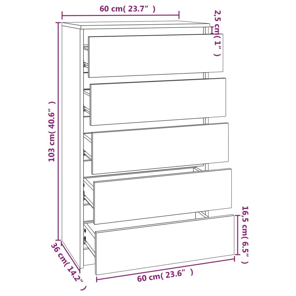vidaXL Συρταριέρα Sonoma Δρυς 60x36x103 εκ. από Επεξεργασμένο Ξύλο