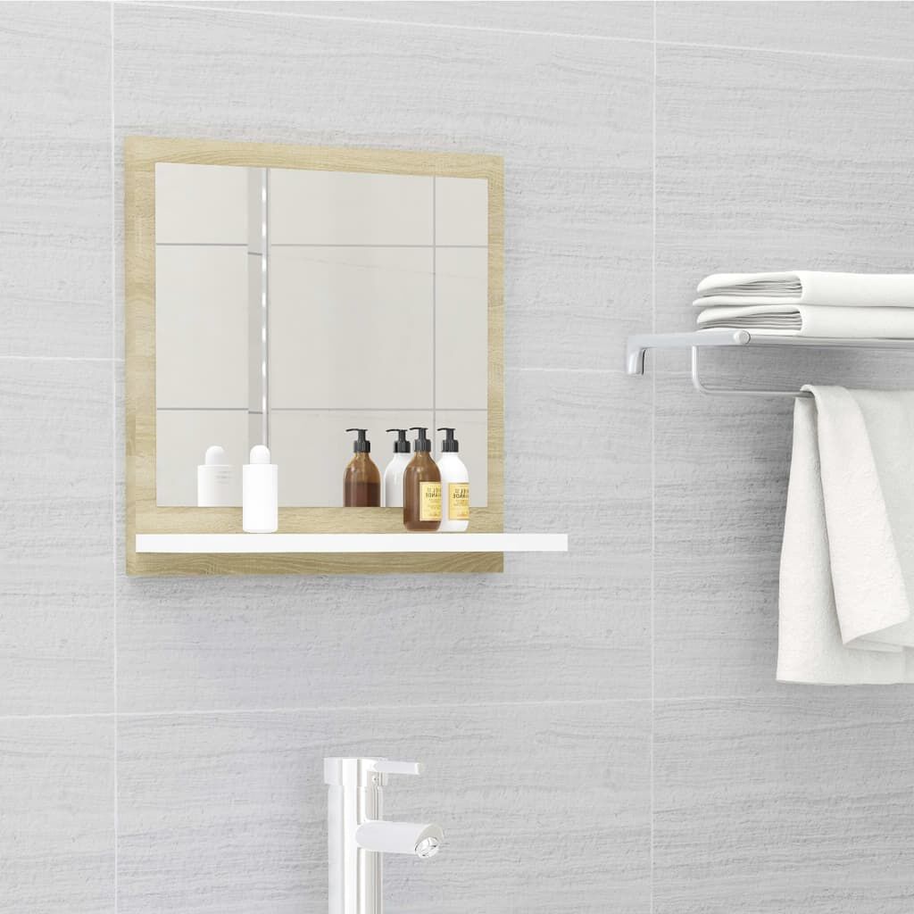 vidaXL Καθρέφτης Μπάνιου Λευκό/Sonoma Δρυς 40x10,5x37 εκ. Μοριοσανίδα