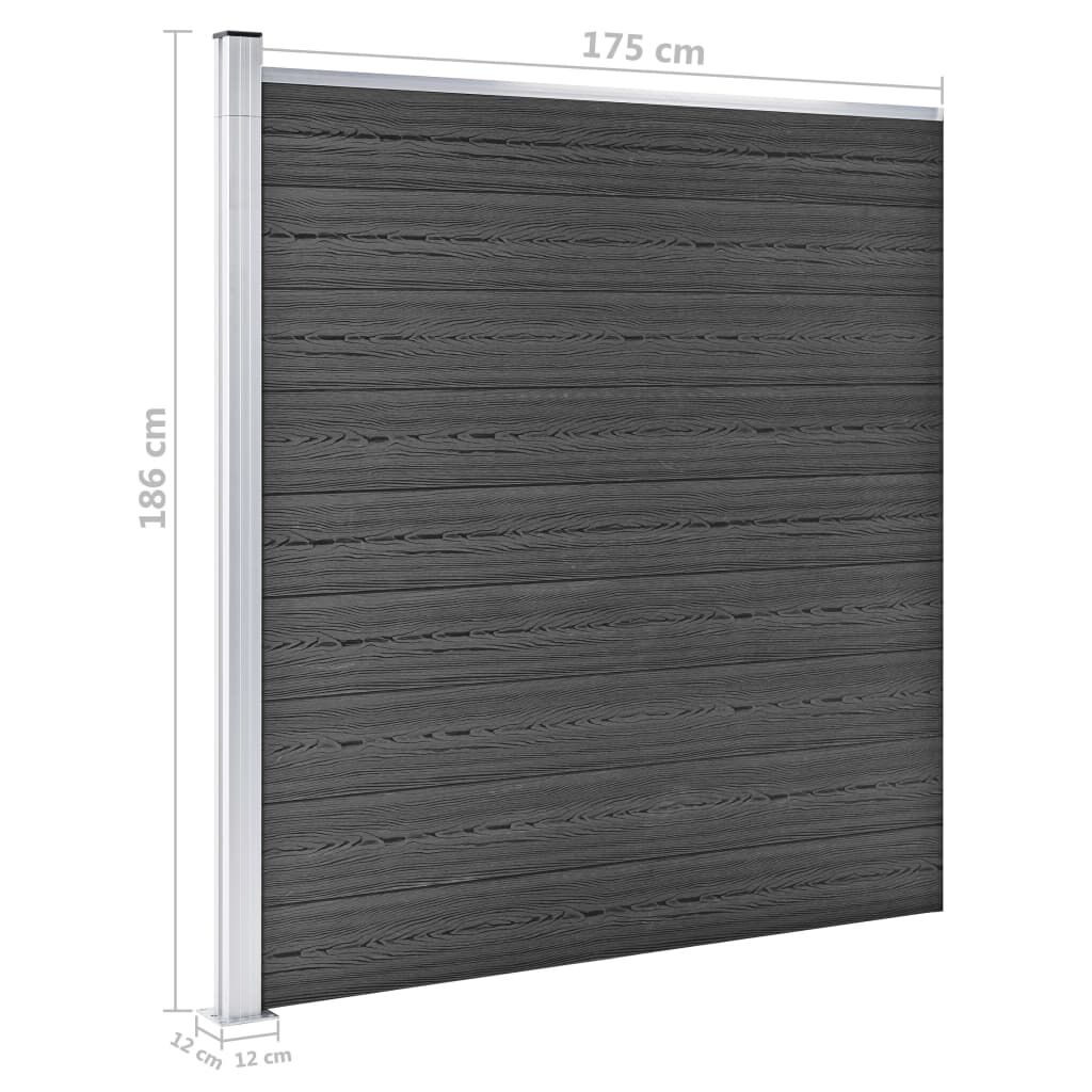 vidaXL Σετ Πάνελ Περίφραξης Μαύρο 619 x (105-186) εκ. από WPC