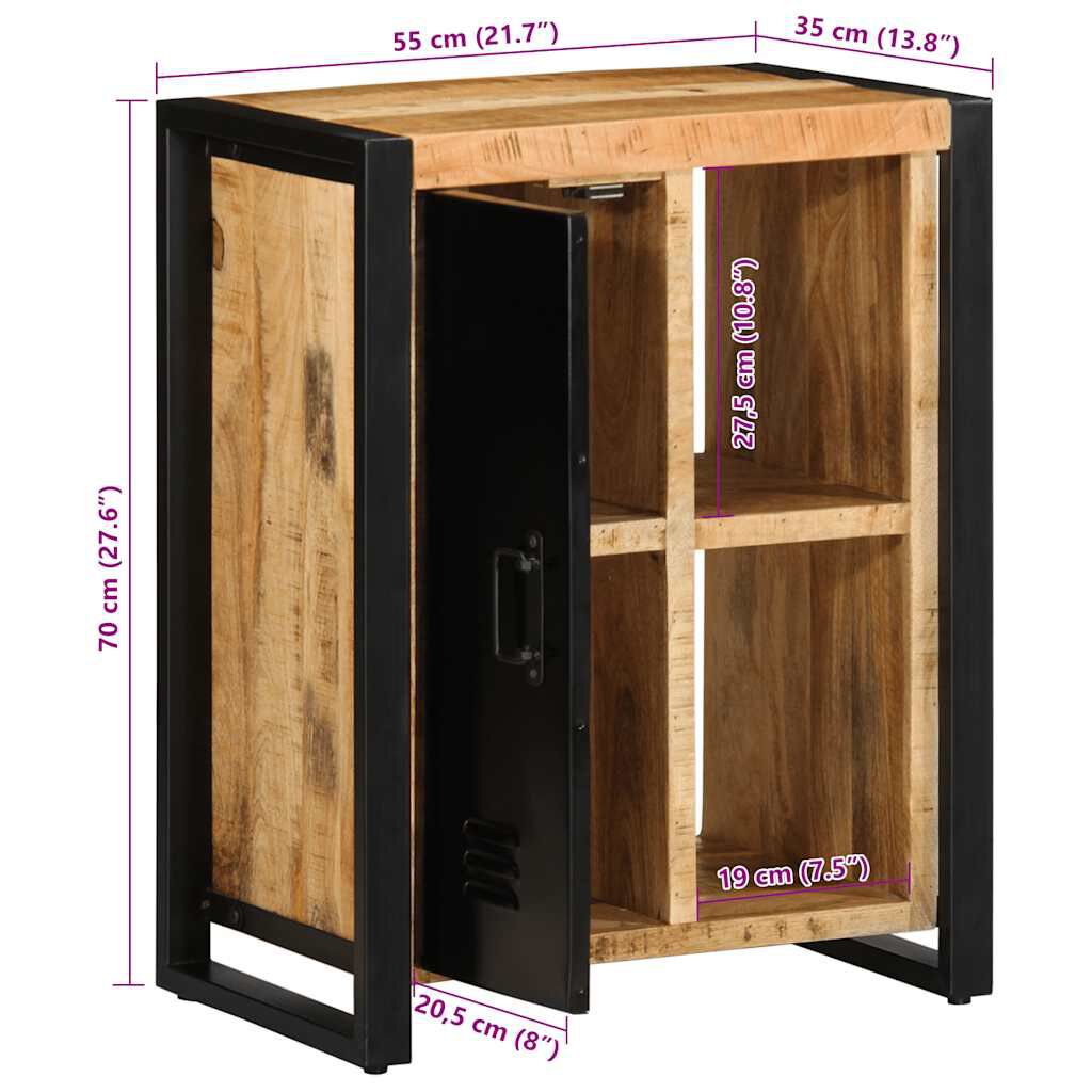 vidaXL Μπουφές 55x35x70 εκ. από Μασίφ Ακατέργαστο Ξύλο Μάνγκο