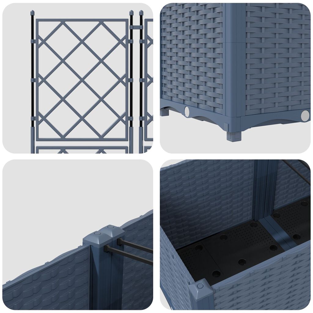 vidaXL Γλάστρα Κήπου με Πλέγμα 3 τμχ Γκρι 120x40x143 εκ