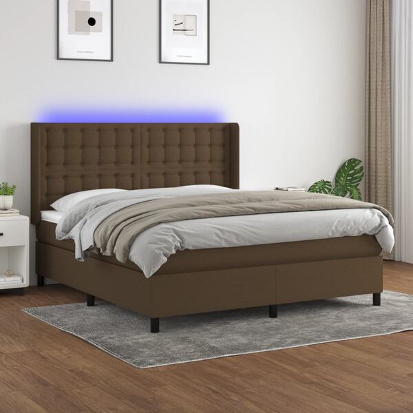 vidaXL &Kappa;&rho;&epsilon;&beta;ά&tau;&iota; Boxspring &mu;&epsilon; &Sigma;&tau;&rho;ώ&mu;&alpha; & LED &Sigma;&kappa;.&Kappa;&alpha;&phi;έ 160x200&epsilon;&kappa;. &Upsilon;&phi;&alpha;&sigma;&mu;ά&tau;&iota;&nu;&omicron;