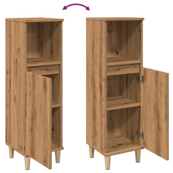 vidaXL Ντουλάπι μπάνιου Δρυς τεχνίτης 30x30x100 cm Κατασκευασμένο ξύλο