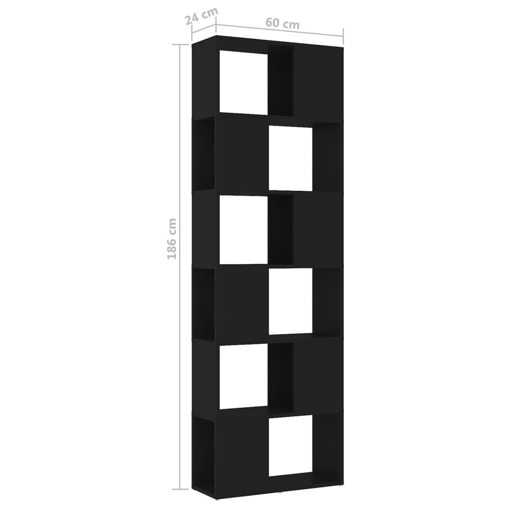 vidaXL Βιβλιοθήκη/Διαχωριστικό Χώρου Μαύρο 60x24x186 εκ. Μοριοσανίδα