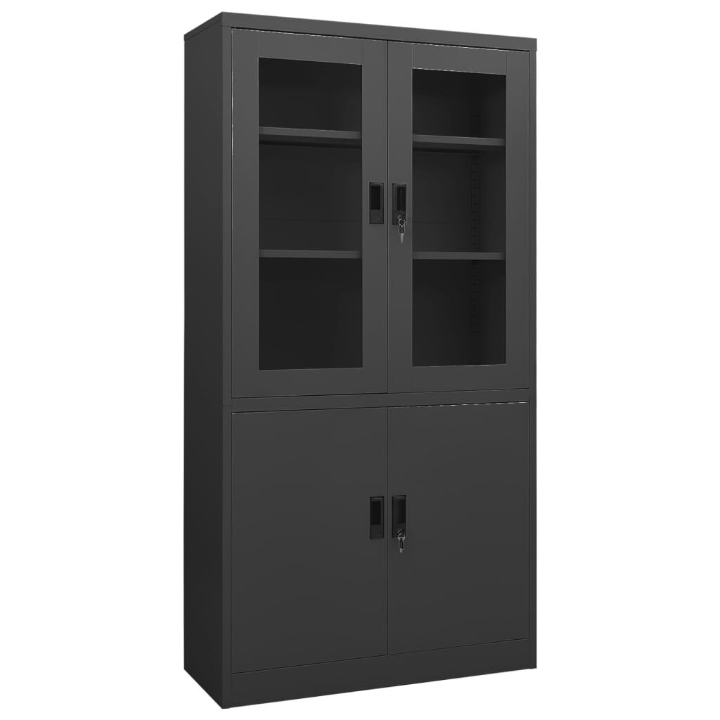 vidaXL Ντουλάπα Γραφείου Ανθρακί 90 x 40 x 180 εκ. Ατσάλινη