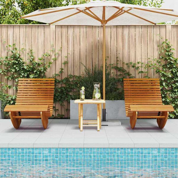 vidaXL Ξαπλώστρες με Κούνια 2 pcs Καφέ 154 x 60 x 74 εκ