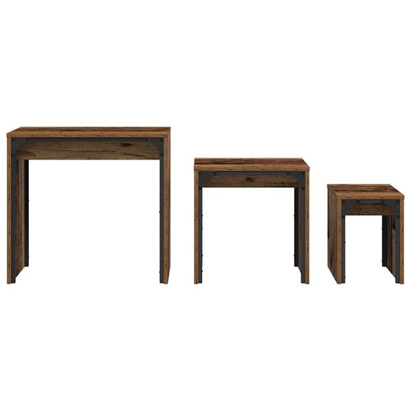 vidaXL Φωτιστικό Τραπεζάκι 3 pcs Παλαιό ξύλο 60 x 35 x 56 εκ.