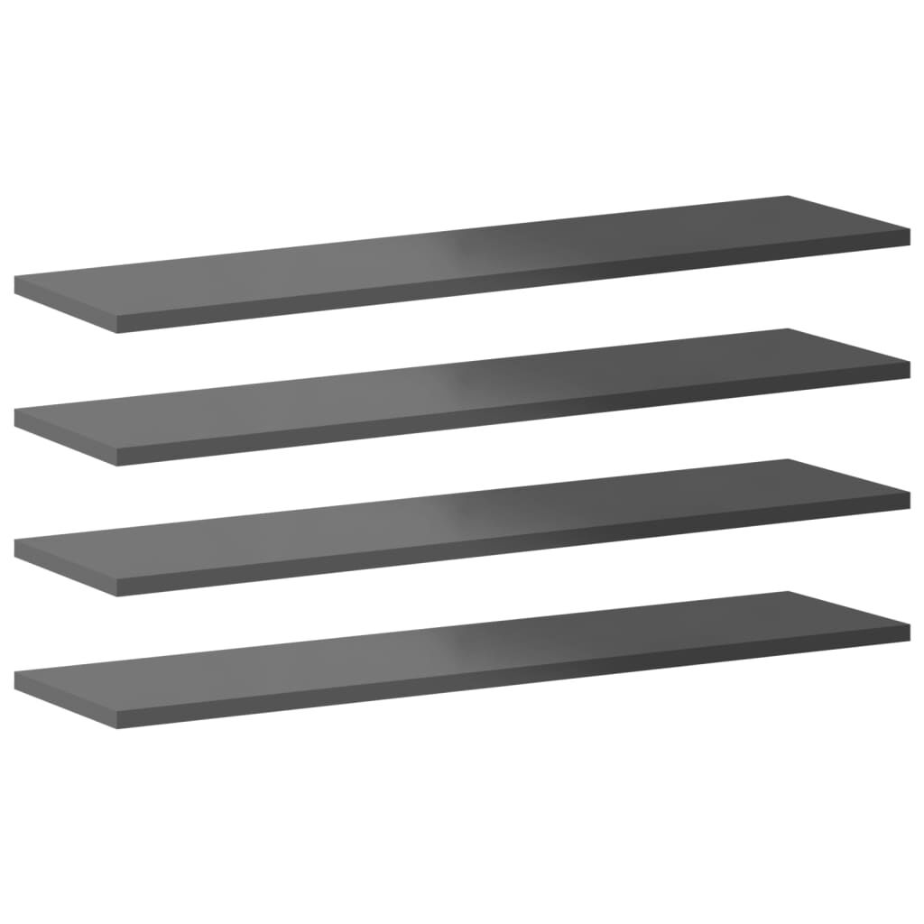 vidaXL Ράφια Βιβλιοθήκης 8 τεμ. Γυαλ. Γκρι 80x20x1,5 εκ. Μοριοσανίδα