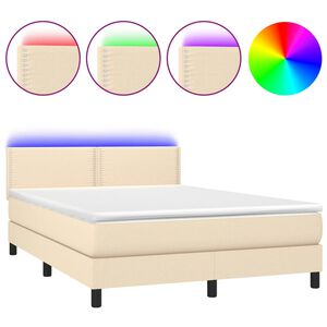 vidaXL &Kappa;&rho;&epsilon;&beta;ά&tau;&iota; Boxspring &mu;&epsilon; &Sigma;&tau;&rho;ώ&mu;&alpha; & LED &Kappa;&rho;&epsilon;&mu; 140x190 &epsilon;&kappa;. &Upsilon;&phi;&alpha;&sigma;&mu;ά&tau;&iota;&nu;&omicron;