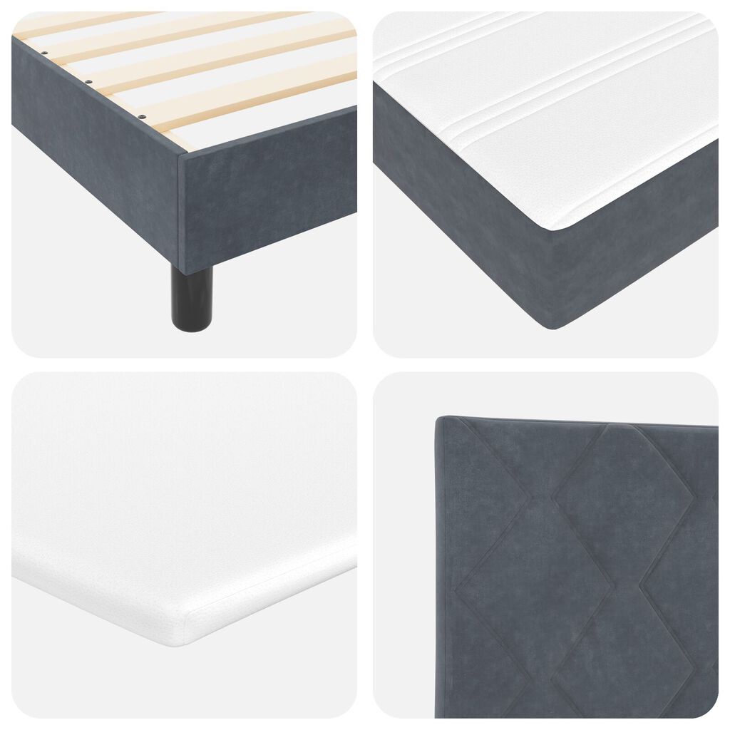 Κρεβάτι Box Spring με στρώμα vidaXL Σκούρο Γκρι 160x200 εκ Βελούδο