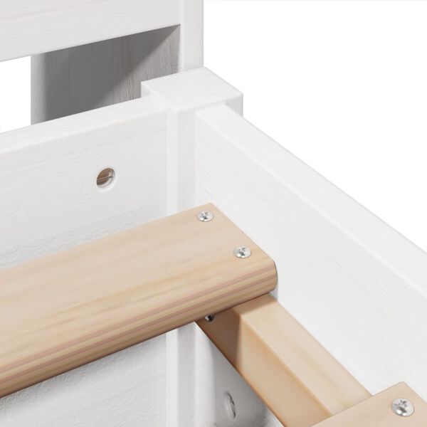 vidaXL Κρεβάτι Βιβλιοθήκη Χωρίς Στρώμα Λευκό 135x190 εκ Μασίφ Πεύκο