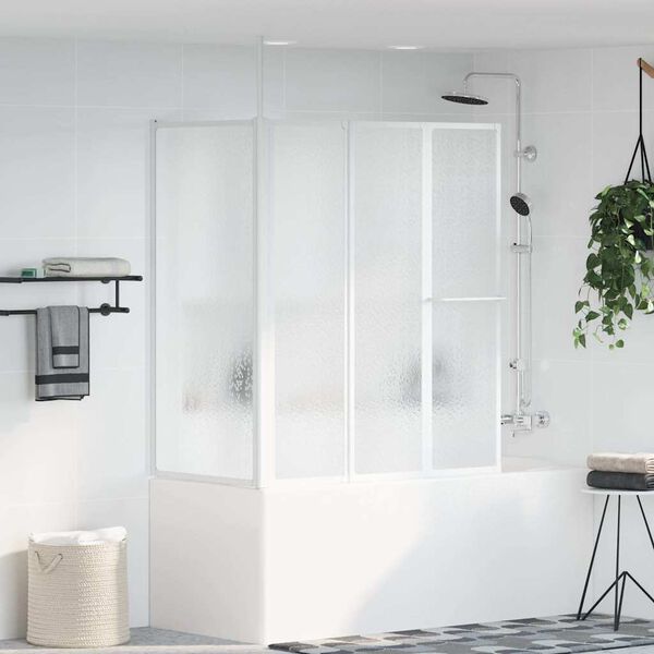 Διαχωριστικό Μπάνιου Επιτοίχιο Σχήμα L 70x120x137εκ 4 Πτυσσόμενα Πάνελ