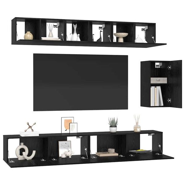 vidaXL Σετ επίπλου τηλεόρασης 6 pcs Μαύρη δρυς 100 x 30 x 30 cm