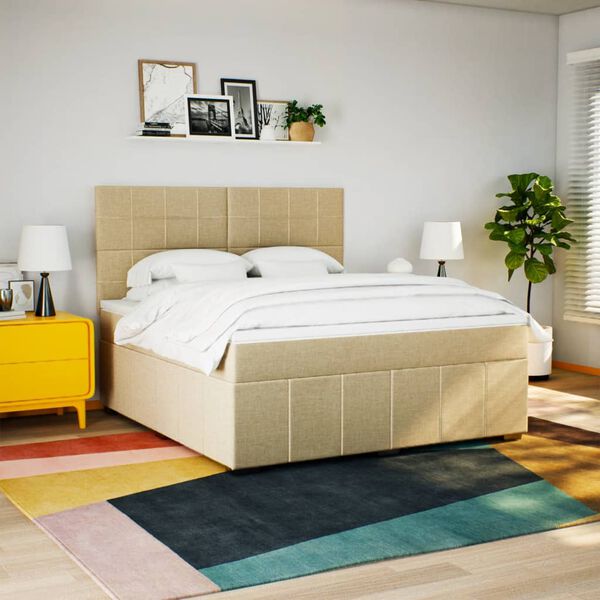 vidaXL &Kappa;&rho;&epsilon;&beta;ά&tau;&iota; Boxspring &mu;&epsilon; &Sigma;&tau;&rho;ώ&mu;&alpha; &Kappa;&rho;&epsilon;&mu; 180x200 &epsilon;&kappa;. &Upsilon;&phi;&alpha;&sigma;&mu;ά&tau;&iota;&nu;&omicron;