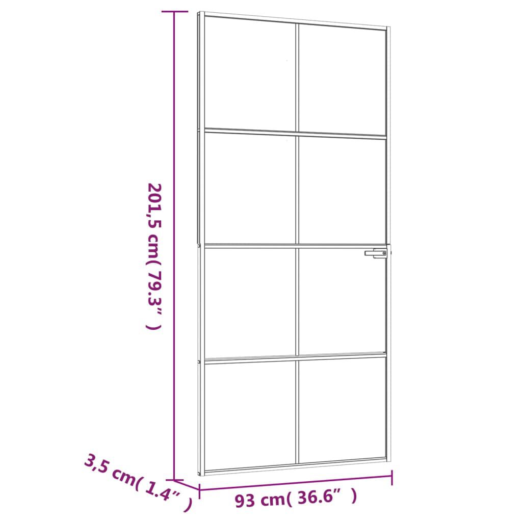 vidaXL Εσωτερική Πόρτα Λευκή 93x201,5 εκ. Ψημένο Γυαλί&Λεπτό Αλουμίνιο