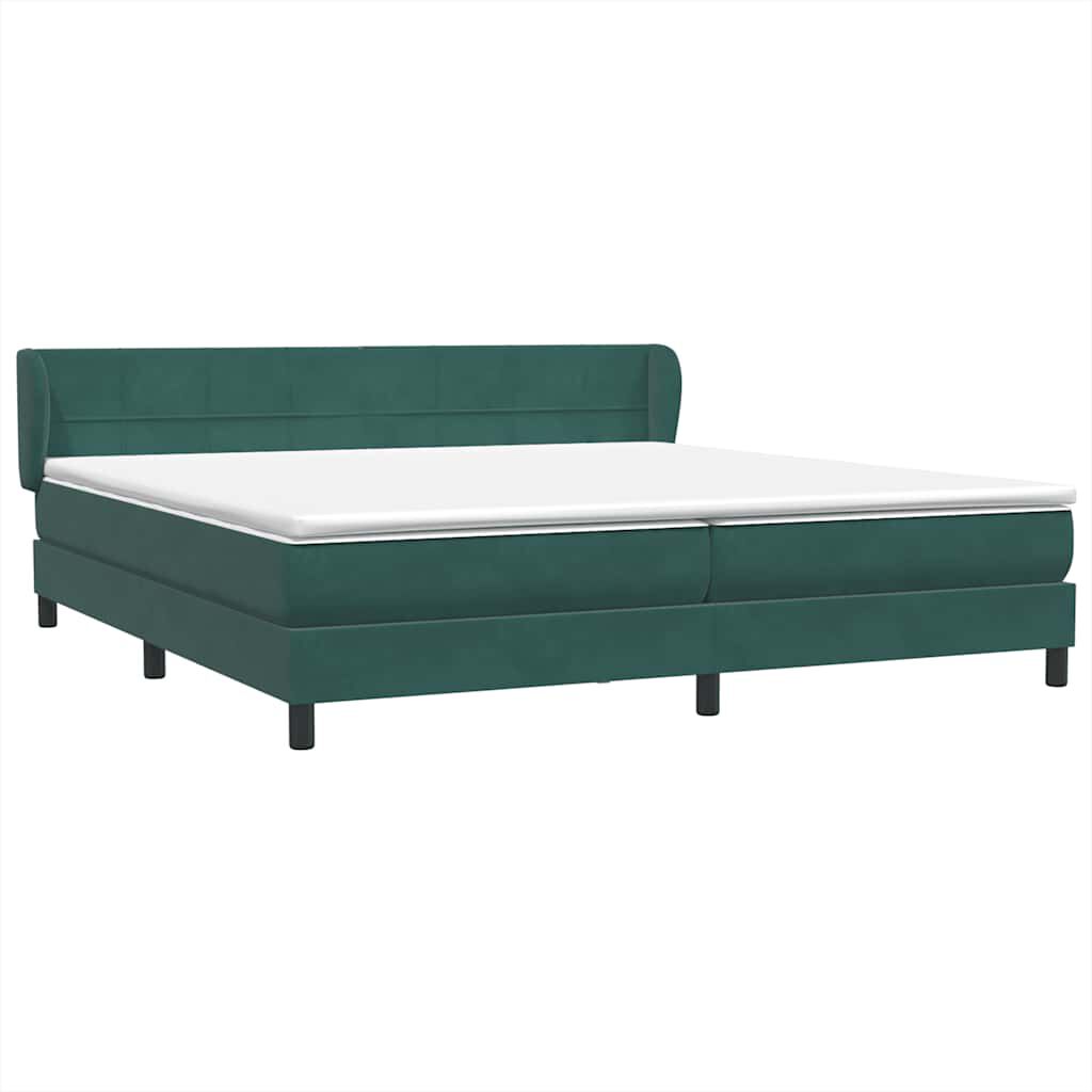 vidaXL Box Spring Κρεβάτι με στρώματα Σκούρο πράσινο Βελούδινο
