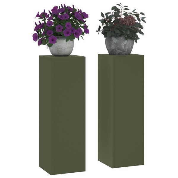 vidaXL Στήριξη φυτών 2 pcs Λαδί 24 x 24 x 75 εκ. Ατσάλι