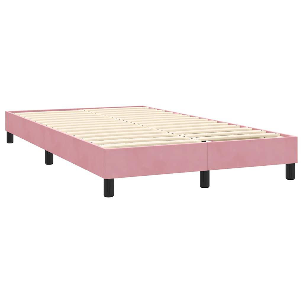 vidaXL Box Spring κρεβάτι με στρώμα ροζ 120x220 cm Βελούδινο