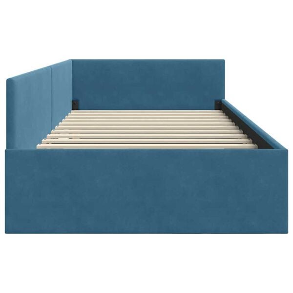 vidaXL Κρεβάτι Γωνίας Μπλε 90 x 190 cm Βελούδο και Εργοστασιακό ξύλο