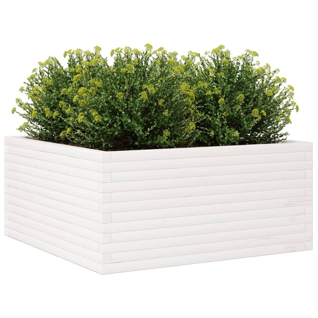 vidaXL Ζαρντινιέρα Κήπου Λευκή 100x100x46 εκ. από Μασίφ Ξύλο Πεύκου
