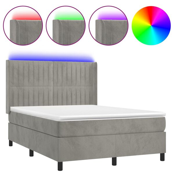 vidaXL &Kappa;&rho;&epsilon;&beta;ά&tau;&iota; Boxspring &mu;&epsilon; &Sigma;&tau;&rho;ώ&mu;&alpha;&LED &Alpha;&nu;. &Gamma;&kappa;&rho;&iota; 140x190 &epsilon;&kappa;. &Beta;&epsilon;&lambda;&omicron;ύ&delta;&iota;&nu;&omicron;