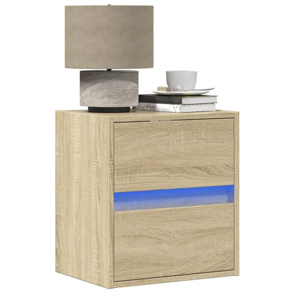 vidaXL Έπιπλα Τοίχου Τηλ. με LED 2 Τεμ. Sonoma Δρυς 41x31x45 εκ.