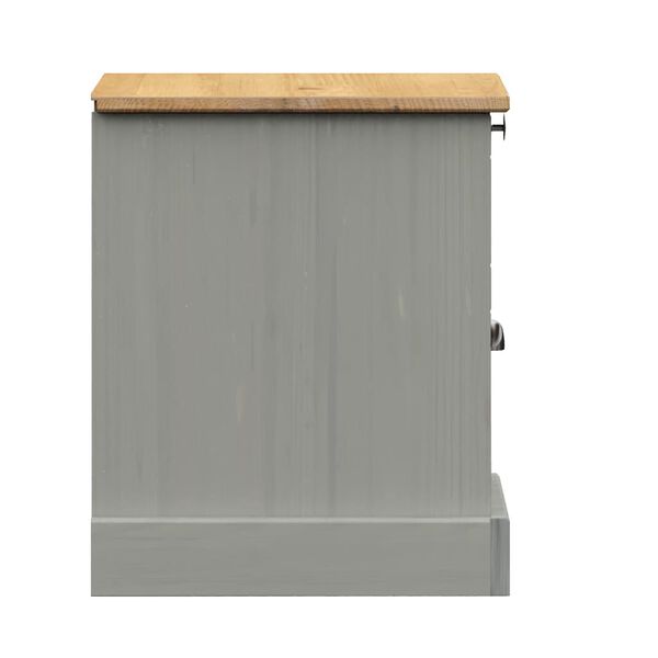 vidaXL Κομοδίνο VIGO Γκρι 42 x 35 x 42 εκ. από Μασίφ Ξύλο Πεύκου