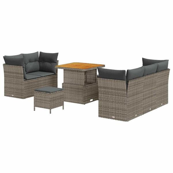vidaXL Σετ Καναπέ Κήπου 8 pcs Γκρι συνθετικό ρατάν
